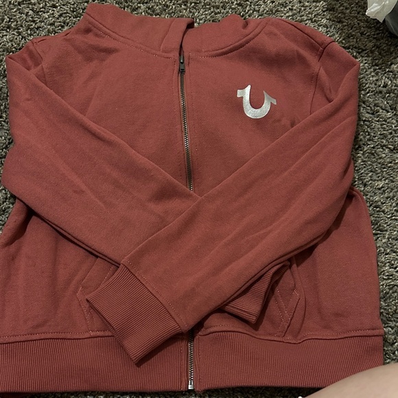 True Religion Brick Red Hoodie with Logo - Picture 1 of 2